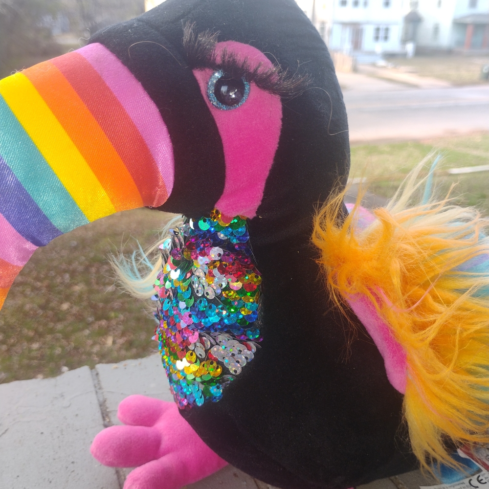 Colorful Toucan Sequin Plush Toy